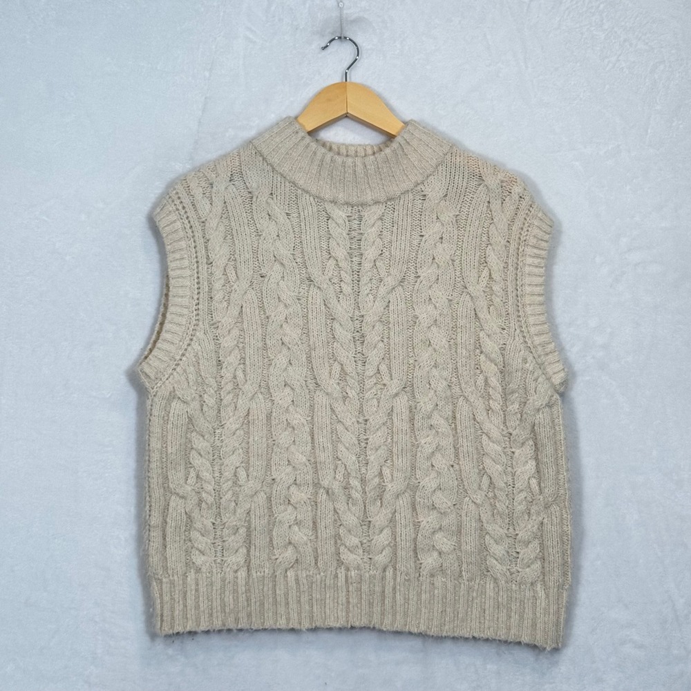 A New Day Beige Cable Knit Sweater Vest XL